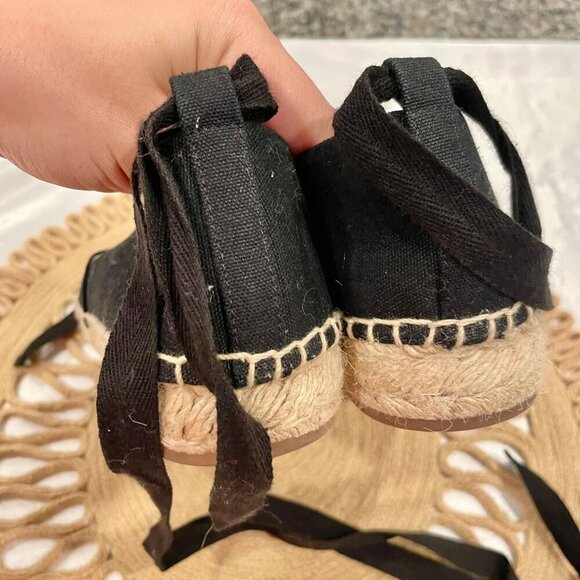 J Crew Black Canvas Espadrille Flats Size 9.5 AX894 - Picture 7 of 11